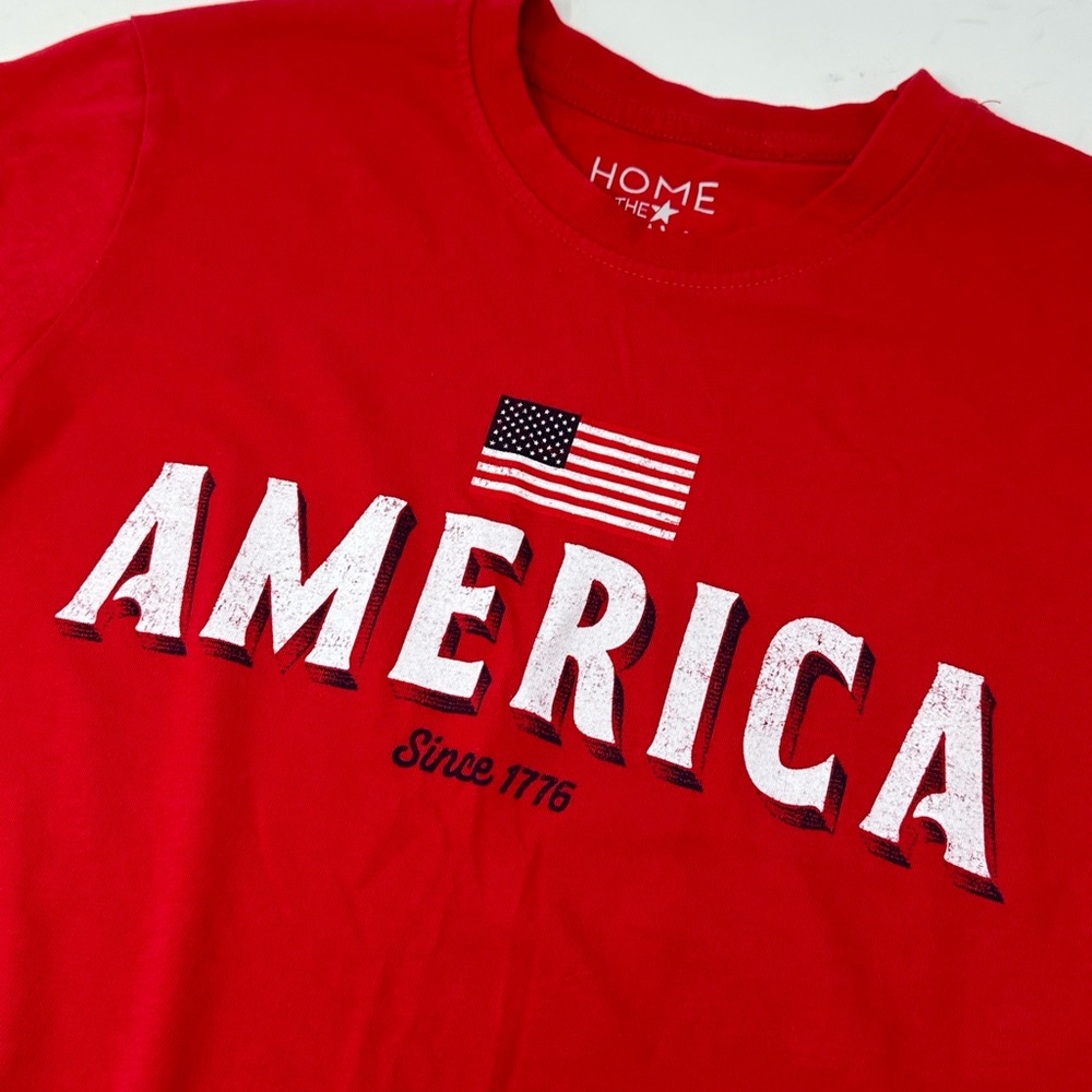 America Home Of Brave Patriotic Short Sleeve T Shirt Mens Sz M Red X9
